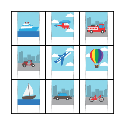 Transportation Bingo  Bingo Card