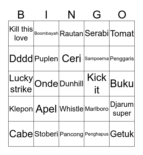 je  Bingo Card