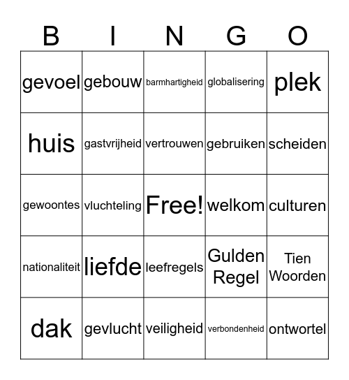 Thuis Bingo Card