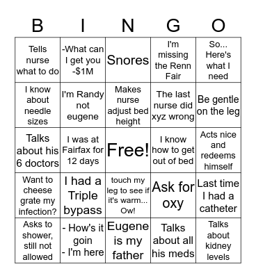 Randy Bingo Card