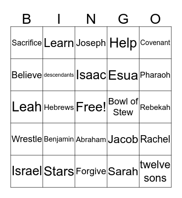 Fathers of Faith Bingo Card