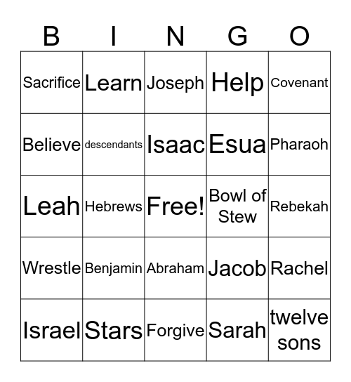 Fathers of Faith Bingo Card