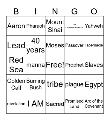 Moses Bingo Card