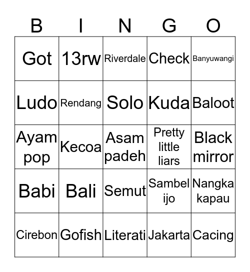 Je Bingo Card