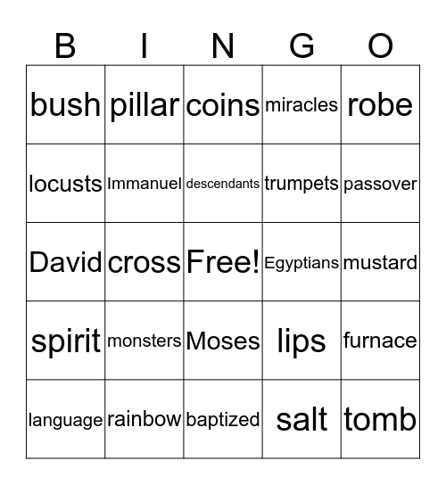 Bible Verse Bingo Card