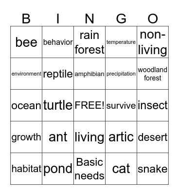 The Environment Bingo Card