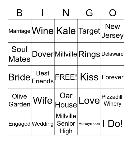 Amy & Heather's Bridal Shower Bingo Card