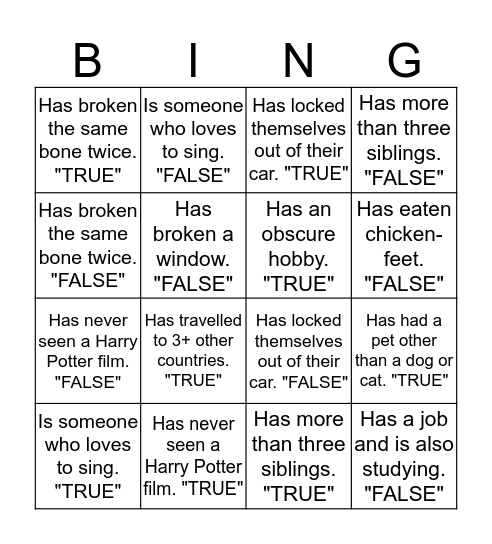 People Bingo Card