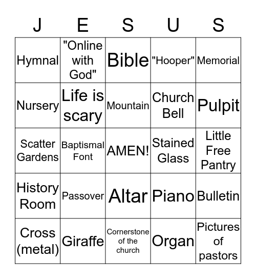 Mt. Hermon Lutheran  Bingo Card
