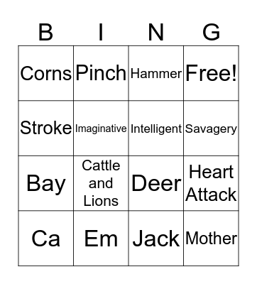 Earth Abides Bingo Card