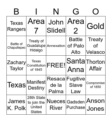Mexican American War! Bingo Card
