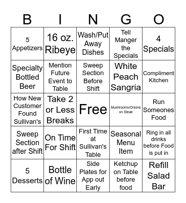 Server Bingo Card