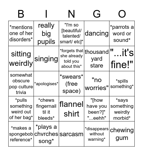 Natalie Bingo Card