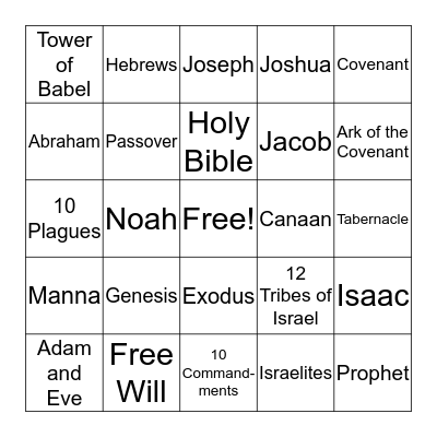 Old Testament (Lessons 1-4) Bingo Card