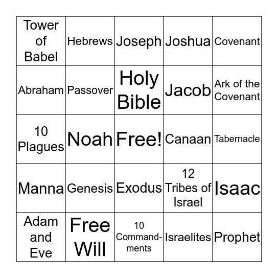 Old Testament (Lessons 1-4) Bingo Card