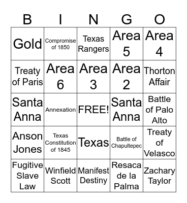 Mexican American War! Bingo Card