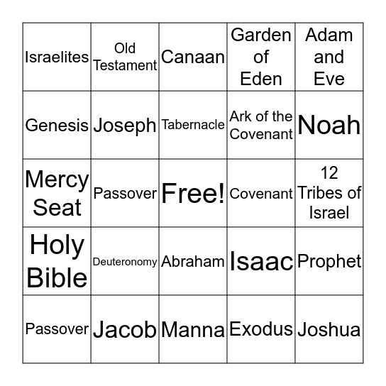 Old Testament (Lessons 1-4) Bingo Card