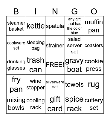 Laura & Kyle's Wedding Gifts Bingo Card