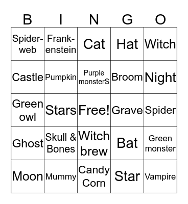 Halloween Bingo Card