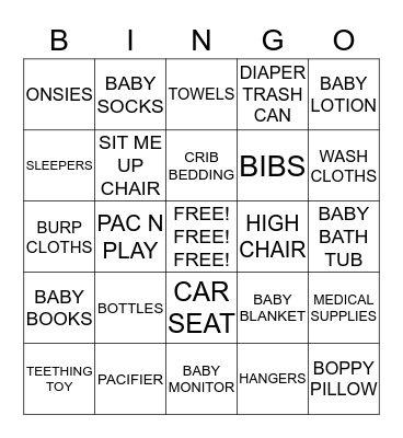 BABY BOY SUTTER BINGO Card