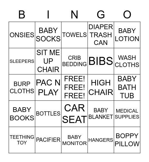 BABY BOY SUTTER BINGO Card