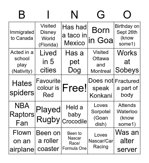 Warren's 21st Birthday Bingo Card
