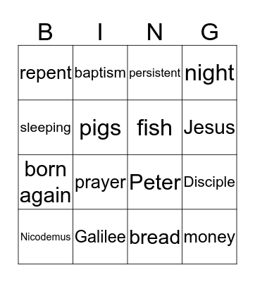 Bible Bingo Card