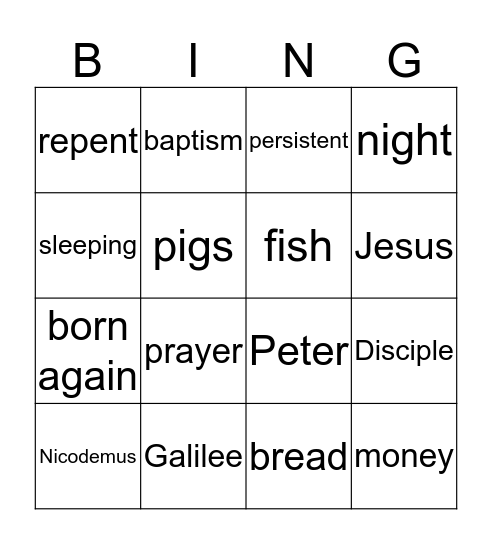 Bible Bingo Card