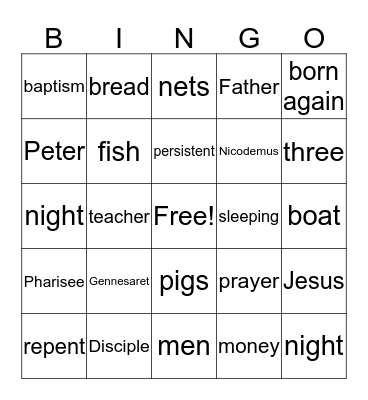 Bible Bingo Card