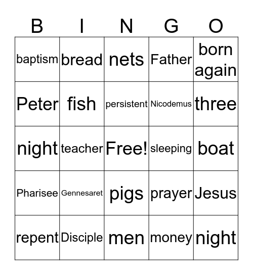 Bible Bingo Card