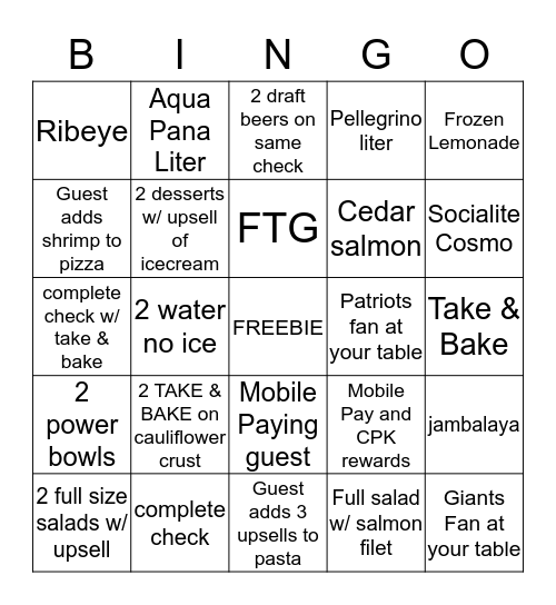 CPK SUNDAY BINGO Card