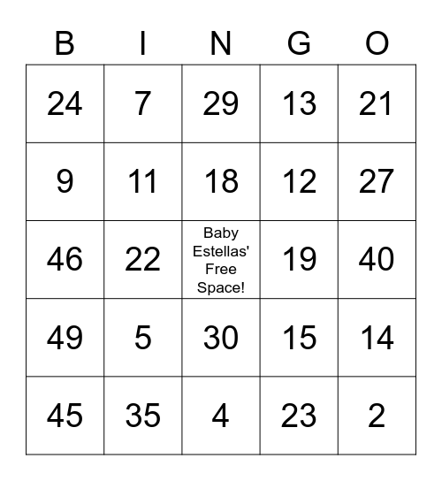 Nikkis' Baby Shower! Bingo Card