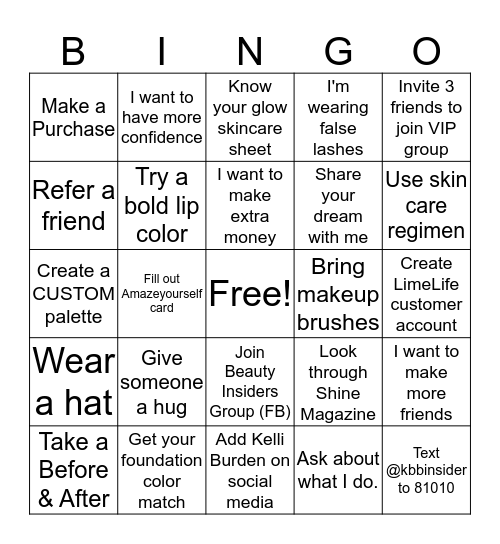 KBB Insiders- AmazeYourself Bingo! Bingo Card