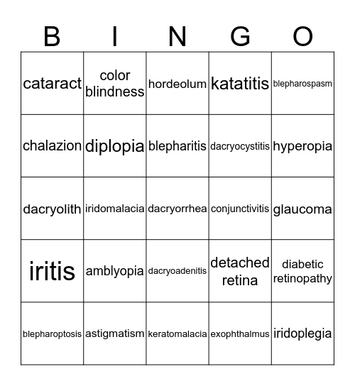 VISION BINGO Card