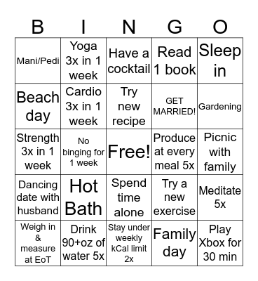 Stewy's Self-Care DADA Bingo Card