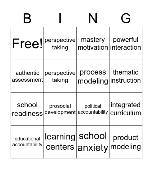 Organizing the Encouraging Classroom Bingo Card