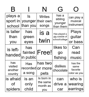 'Find Someone Who' Bingo Card