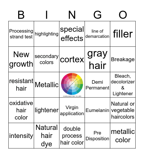 Hair color Bingo Card