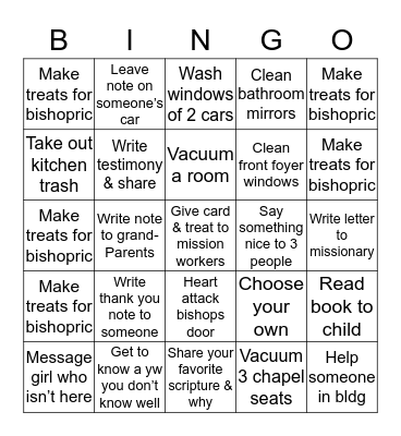 Service Bingo Card