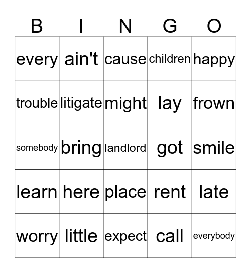 Don't worry! Be happy! Bingo Card