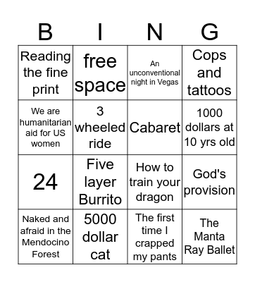 Story Bingo Card