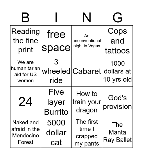 Story Bingo Card