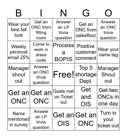 Trick or Treat  Bingo Card