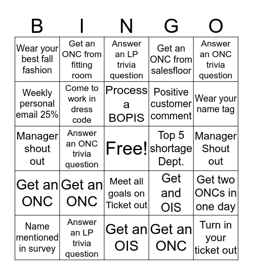 Trick or Treat  Bingo Card