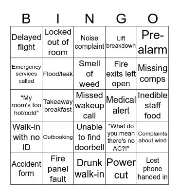 Night Shift Bingo! Bingo Card