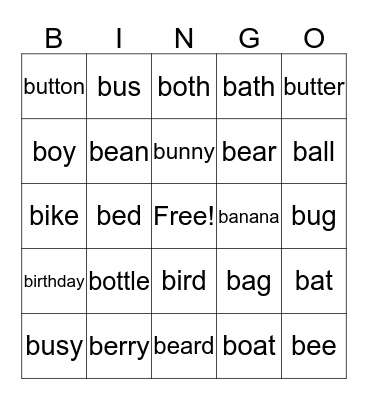 Initial /b/ Bingo Card