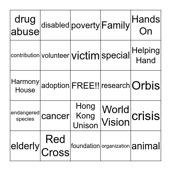 Lesson 4-F3-CWChu- Charities Bingo Card