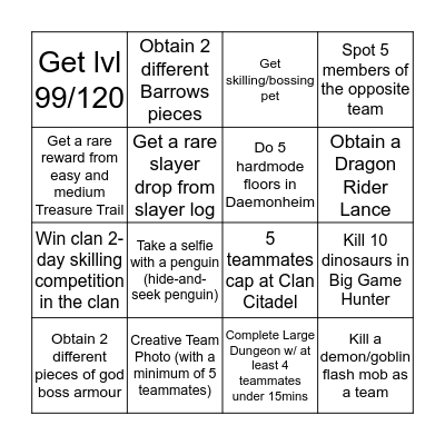 The Round Table Bingo Card