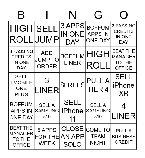 $$$ BONUS BINGO $$$ Bingo Card