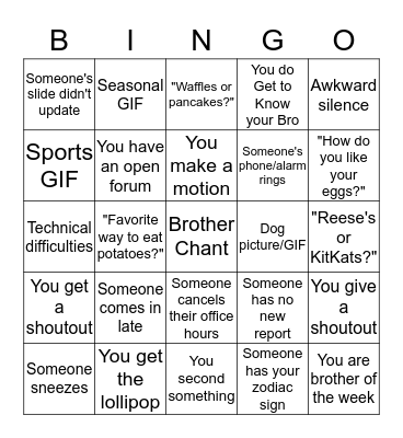 PSP Meeting BINGO! Bingo Card